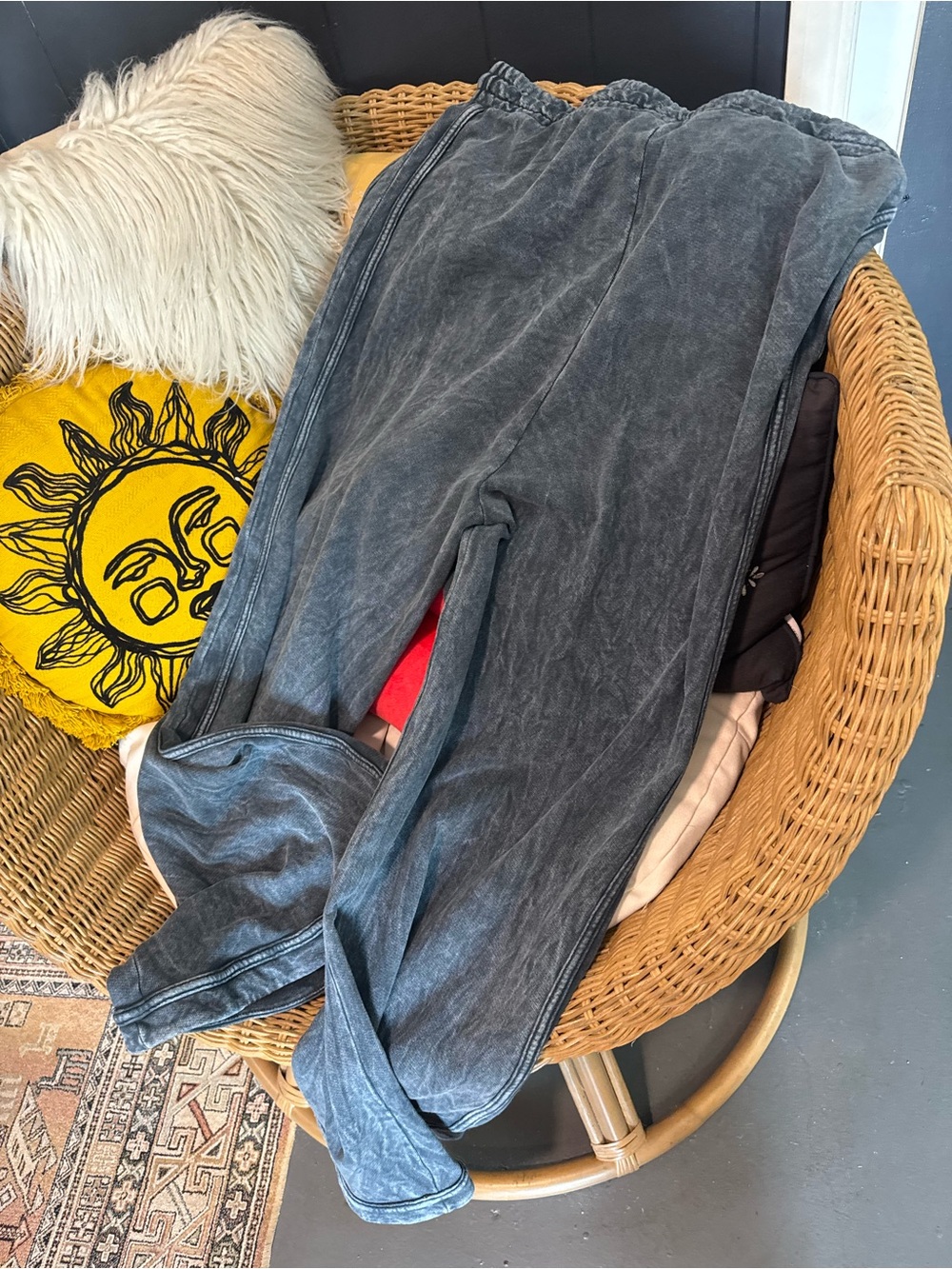 Three Birds Nest Black Washed Drawstring Pants - Picture 5 of 6